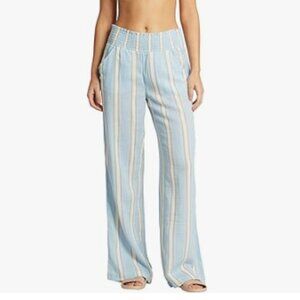 Billabong Women's New Waves Stripe Blue Beachy Pants Size Medium New NWOT